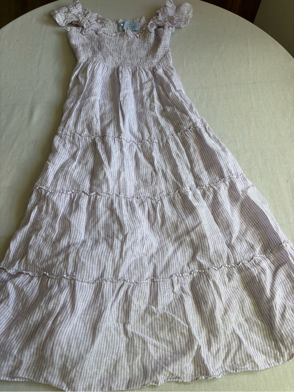 Hill House Home The Goldie Nap Dress Purple Gingham 100% Linen Midi Size M - Picture 2 of 9